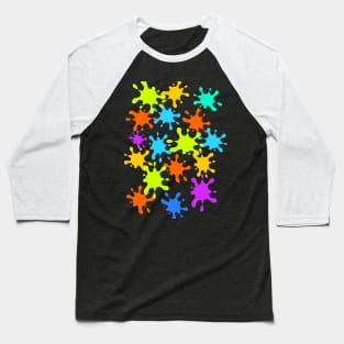 Paint Splatter Rainbow Colours Bright Baseball T-Shirt